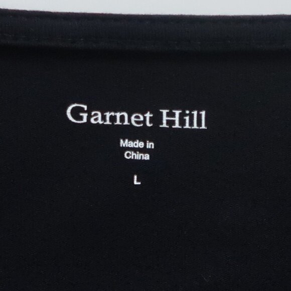 Garnet Hill Black Babydoll Jersey Dress Scoop Neck Elbow Sleeve Stretch Dress L - Picture 5 of 11